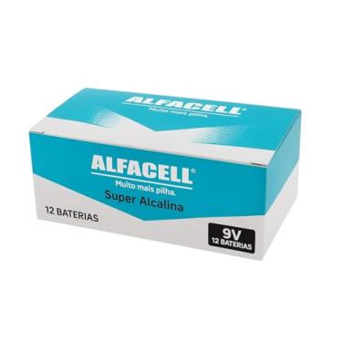 Imagem de Bateria 9v Alfacell Alcalina Kit Caixa Com 12 Unidades