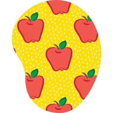 Imagem de Mouse Pad Ergonômico Gota Maçãs Vermelhas Fundo Amarelo Bolinhas