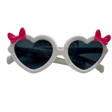 Imagem de óculos De Sol infantil modelo coração com laço pra menina(Branco)