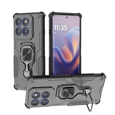 Imagem de SORAKA Capa para Motorola Edge 60 Pro com suporte metálico giratório de 360 graus peça de ferro magnética para suporte magnético de telefone para carro