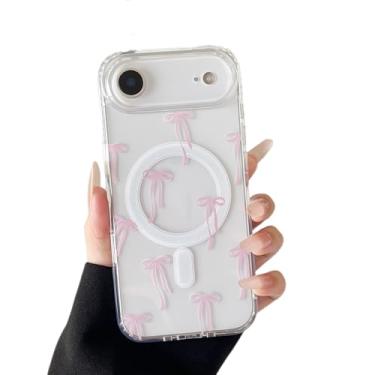 Imagem de ZTOFERA Capa magnética transparente para iPhone Air, linda fita de coração de amor, gravata borboleta, estética, transparente, moderna, fina, macia, à prova de choque, capa protetora para mulheres e