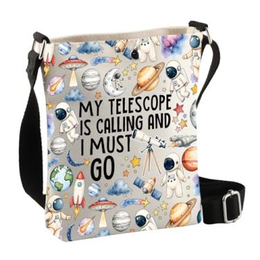 Imagem de BDPWSS Astronomy Science Gifts My Telescope Is Calling And I Must Go Astronomy Lover Bolsa tiracolo para astronônomo astronauta, Cbag para chamadas de telescópio, Tendência