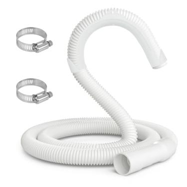 Imagem de KAINGA Mangueira de drenagem para máquina de lavar 1,8 m, mangueira de máquina de lavar ondulada e flexível, substituição de mangueira de descarga para Whirlpool, GE, Kenmore, grampos e gancho