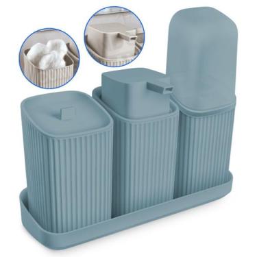 Imagem de Kit Lavabo Completo Com Bandeja Decoração Banheiro Dispenser Porta Esc