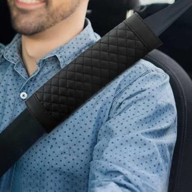 Imagem de Yumikoo Almofadas de cinto de segurança de pelúcia - Conjunto de 2 almofadas de cinto de segurança de carro aconchegantes e macias para viagens confortáveis - perfeitas para viagens rodoviárias e