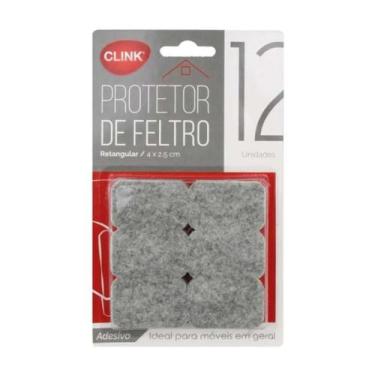 Imagem de Kit Protetor de Cadeira Móveis Feltro Retangular Adesivo Clink 12 Peça