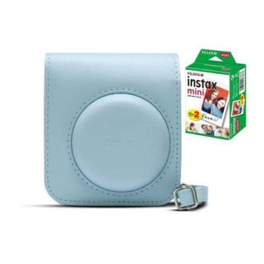 Imagem de Bolsa Estojo Para Instax Mini 12 Com 20 Fotos Cor Azul