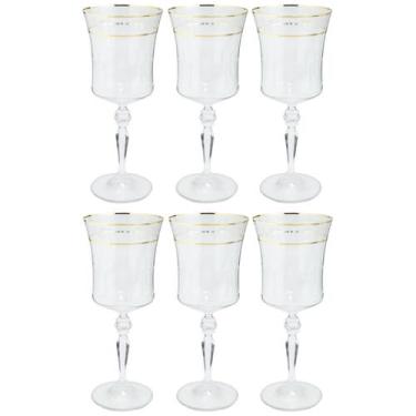 Imagem de Jogo Taças Água Suco Grace 300ml Kit 4 Peças Cristal Decorado Friso Do
