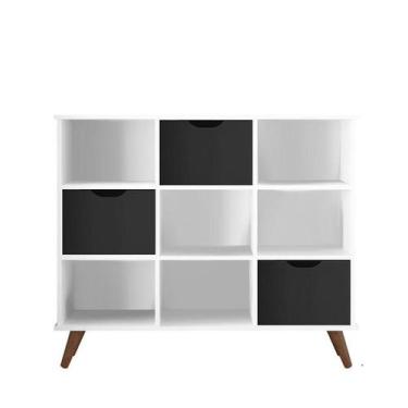 Imagem de Nicho Organizador Retro Branco com 3 Gavetas Pretas - Qmovi