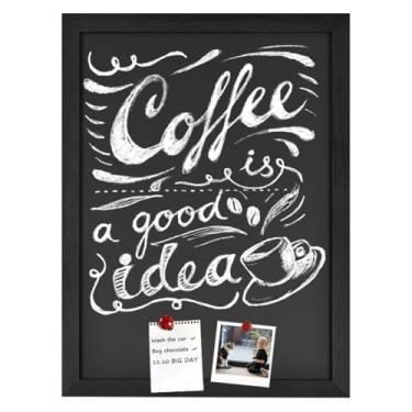 Imagem de TORASO Quadro negro, quadro magnético de madeira de pinheiro, quadro de giz com moldura de madeira preta para casamento, cozinha, bar, restaurante, cardápio e decoração de casa, quadros-negros