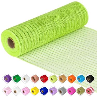 Imagem de Fita de malha Deco - 25,4 cm x 9,1 m cada rolo de fita metálica de malha para o Natal, guirlanda de Páscoa dos Namorados e decoração de casa (fluorescente)