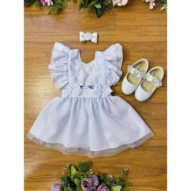 Imagem de Romper Jardim Encantado Branco para Bebê - Ideal para Batizados e Ocas