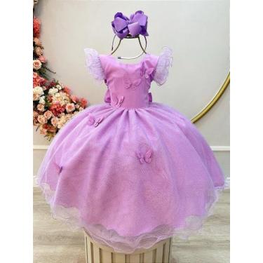 Imagem de Vestido Infantil Lilás Jardim das Borboletas para Festas - Tamanhos Di
