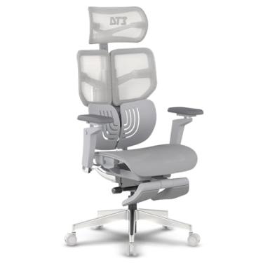 Imagem de Cadeira Escritório Ergonomica DT3 Frost FT, c/apoio de pé com revestimento Mesh DT3 Vintex-F™, apoio de cabeça 3D,braços 5D,Estrutura em Alumínio+Nylon,suporta até 160kg e altura máx. de 1,90m (Grey)