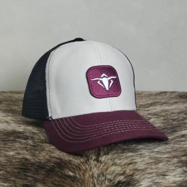 Imagem de Boné Country Telinha Aba Torta Texanos Texas Branco Vinho