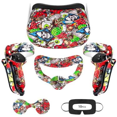 Imagem de Acessórios para Oculus Quest 2, acessórios de capa protetora, capa facial de silicone, capa VR, capa da alça do controlador, tampa de proteção da lente (fantasma verde)