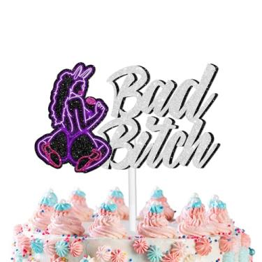 Imagem de Pink Glitter Neon Sexy Girl Hot Queen Cake Topper Wedding Night Theme Anniversary Party Decoration Supplies for Women Men Adults Happy Birthday Decor Supplies
