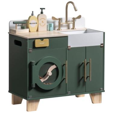 Imagem de Cozinha Educativa Infantil de Madeira com Máquina de Lavar - Brinquedo Interativo para Crianças - Presente Ideal para Pequenos Chefs