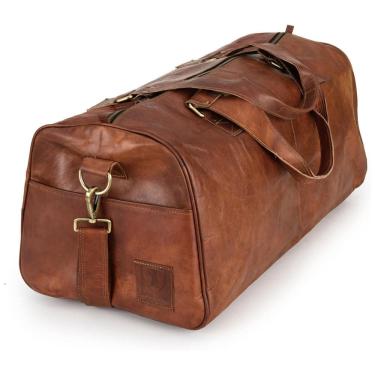 Imagem de Bolsa de Viagem Masculina Vintage Clássica de Couro 45L, Conhaque, BERLINER BAGS, Marrom