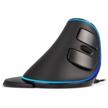 Imagem de Mouse Ergonômico Vertical sem Fio Reduz a Tensão do Pulso com Botões Programáveis e Luz LED, 400, 7200 DPI 6 Botões, DELUX M618PU, Preto