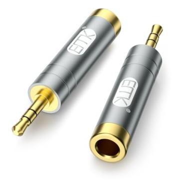 Imagem de EMK Adaptador de fone de ouvido estéreo de cobre puro de 1/10.2 cm a 3,5 mm, plugue macho para conector de 6,35 mm (1/10.2 cm), adaptador estéreo fêmea para fone de ouvido, adaptador amplificador