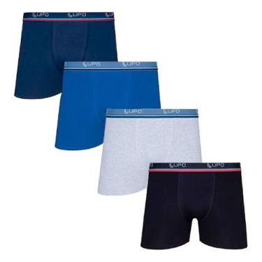 Imagem de Kit 4 Cuecas Algodão Boxer Lupo 523-088 Confortável P ao GG Cós Estamp