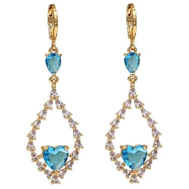 Imagem de Banhado a ouro 18K, conjunto de 4 pares de brincos pendentes para mulheres, brincos de flor/coração/animal/pérola, brincos hipoalergênicos de zircônia cúbica, leves, festas, brincos de ouro, joias