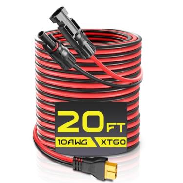 Imagem de Gibbab Conector solar para cabo de extensão de carga XT60, cabo adaptador XT60 de 10 AWG 6 m para painel solar para bateria LiFePO4 RV estação de energia portátil Ecoflow gerador solar