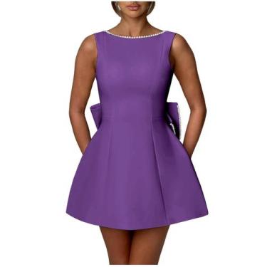 Imagem de Vestido de boas-vindas Sevintage, roxo, cetim, linha A, EUA, 12, com p