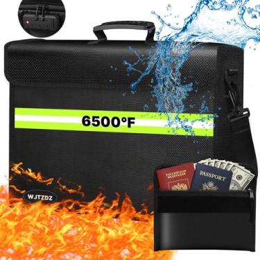Imagem de Bolsa de documentos à prova de fogo WJTZDZ 42x32x14 cm, com fechadura,