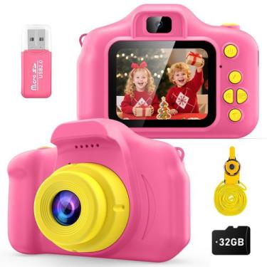 Imagem de Câmera infantil Desuccus 1080P HD Digital com cartão SD de 32 GB rosa