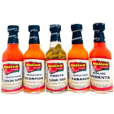 Imagem de 5 Pimentas Carolina Reaper Scorpion Cumari Tabasco e Molho - Nativa