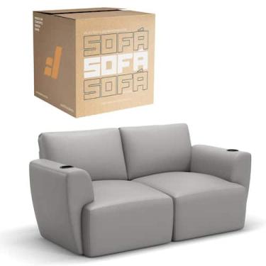 Imagem de Sofá 2 Lugares Sala De Estar em Couro Bovino Modular Damie Na Caixa, C