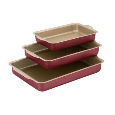 Imagem de Jogo De Formas Retangular Antiaderente 3 Peças Cereja Nacional - Alumí