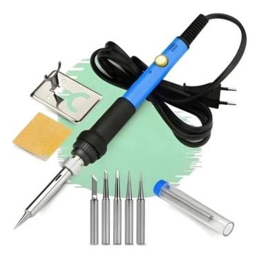 Imagem de Kit Ferro De Solda 60W Estanho Com Fluxo De Solda 6 Pontas E
