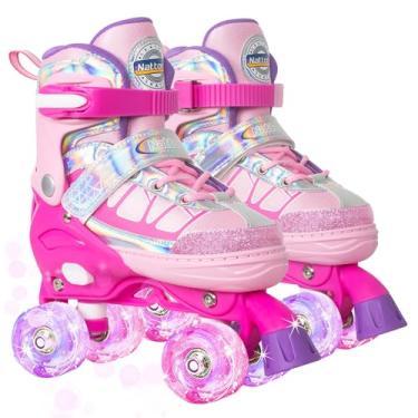 Imagem de Nattork Patins infantis para meninas, patins ajustáveis com rodas iluminadas para crian...
