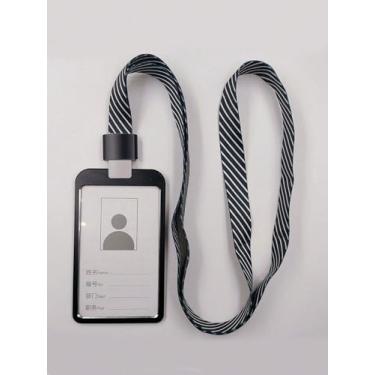 Imagem de 1 porta-cartões de nome de trabalho de liga de alumínio para crachá de trabalho para homens e mulheres estojo de negócios preto