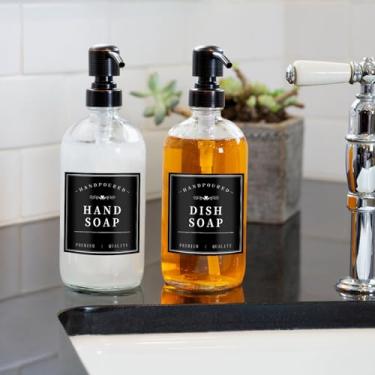 Imagem de Etiquetas de sabão à prova d'água para garrafas, etiqueta de dispensador de enxaguante bucal para banheiro, adesivos autoadesivos removíveis para sabonete, sabonete, xampu, condicionador, sabonete