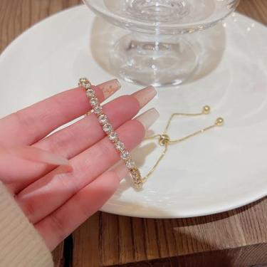 Imagem de Pulseiras de tênis femininas modernas delicadas douradas prateadas com corrente de elos ajustáveis, joias para presente feminino, One Size, Liga de aço, Sem Pedra Preciosa