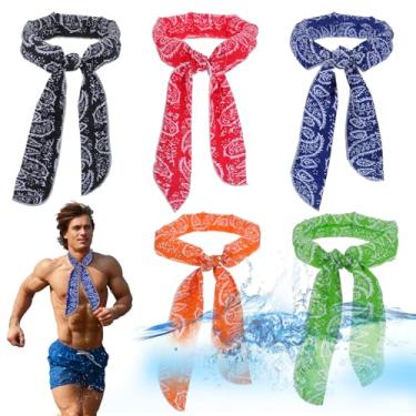 Imagem de Pacote com 5 toalhas refrescantes, alívio instantâneo definitivo para esportes fitness e atividades ao ar livre, tecido leve e respirável de secagem rápida, perfeito para academia, ioga, corrida e