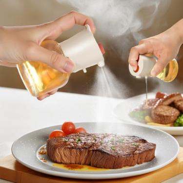 Imagem de Pulverizadores de óleo 2 em 1 para cozinhar frasco de spray de óleo de vidro de 80 ml para cozinha, churrasco, salada, fritura (branco)