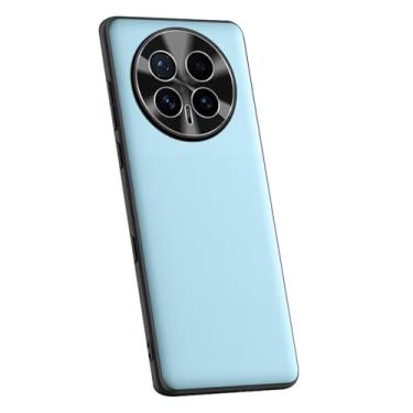 Imagem de LTLMYDAM Capa fina para Honor Magic 8 Pro/8, capa minimalista de couro vegano líquido para câmera de metal, antiderrapante, capa de proteção contra quedas, azul, 8