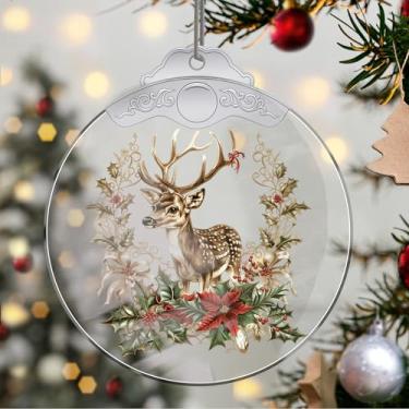 Imagem de Enfeites de Natal para pendurar em cristal de alce, enfeites de árvore de Natal feitos à mão, decoração de carro e casa - presentes de Natal, decoração de artesanato em acrílico, ideias de troca de