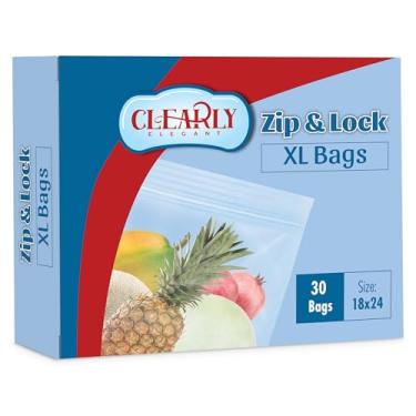 Imagem de Clearly Elegant Sacos de plástico transparente com zíper, pacote de 45,7 cm x 61 cm com zíper, sacos grandes com zíper ideais para alimentos, armazenamento de roupas, cobertores e itens domésticos