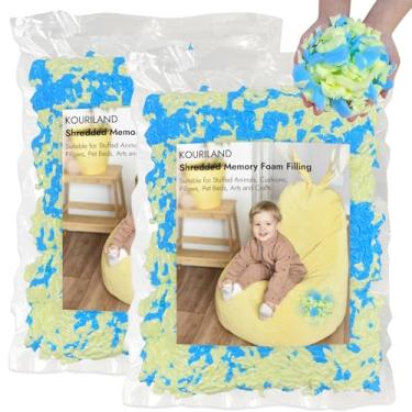 Imagem de KOURILAND Enchimento de saco de feijão de 5,4 kg – Recarga de espuma viscoelástica desfiada com gel refrescante, enchimento de espuma macia e de alta resiliência para cadeira, almofada de sofá