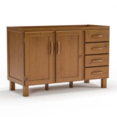 Imagem de Balcão De Pia Para Cozinha 120 Cm 2 Portas 4 Gavetas Frida Imbuia Fosco