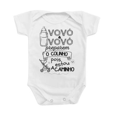 Imagem de Body de Bebê Roupinha Vovô e Vovó Estou Chegando Colinho Anunciação de