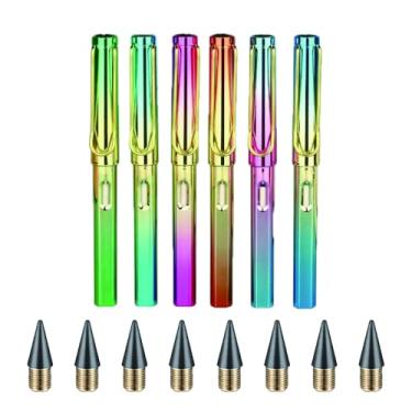 Imagem de JGYXQYD 6 conjuntos de lápis eternos, canetas infinito, lápis que não afiam para escrever, desenhar, estudantes, sustentáveis, para casa, escritório, material escolar (6 canetas + 6 borrachas + 8