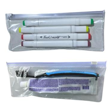 Imagem de 30 Estojo Plastico Zip Zap - Transparente Com Ziper