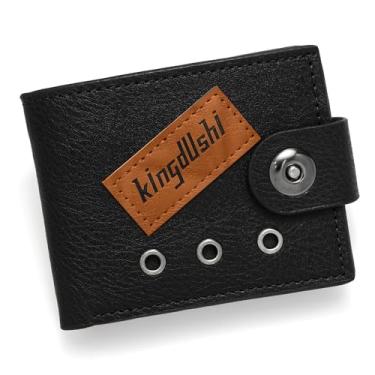 Imagem de Carteira masculina dobrável com bloqueio fino, bolso frontal minimalista - fina e elegante com janela para identidade16, Preto, Minimalista